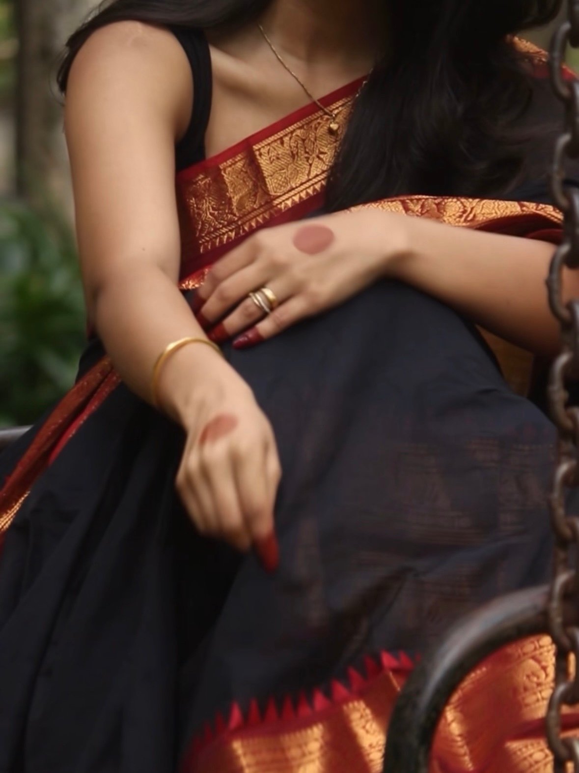 Maya: Black Kanchi Cotton Saree with Golden Zari Border