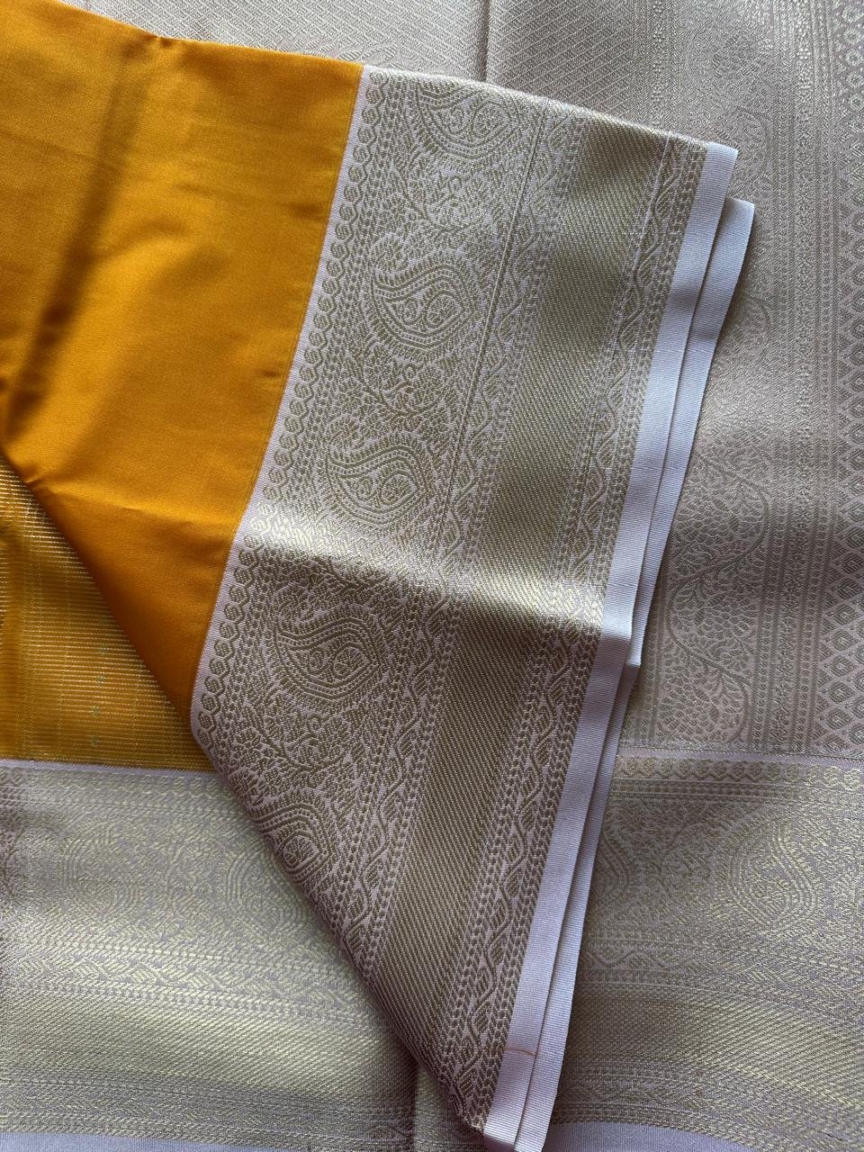 Kanchi semi silk in mango yellow