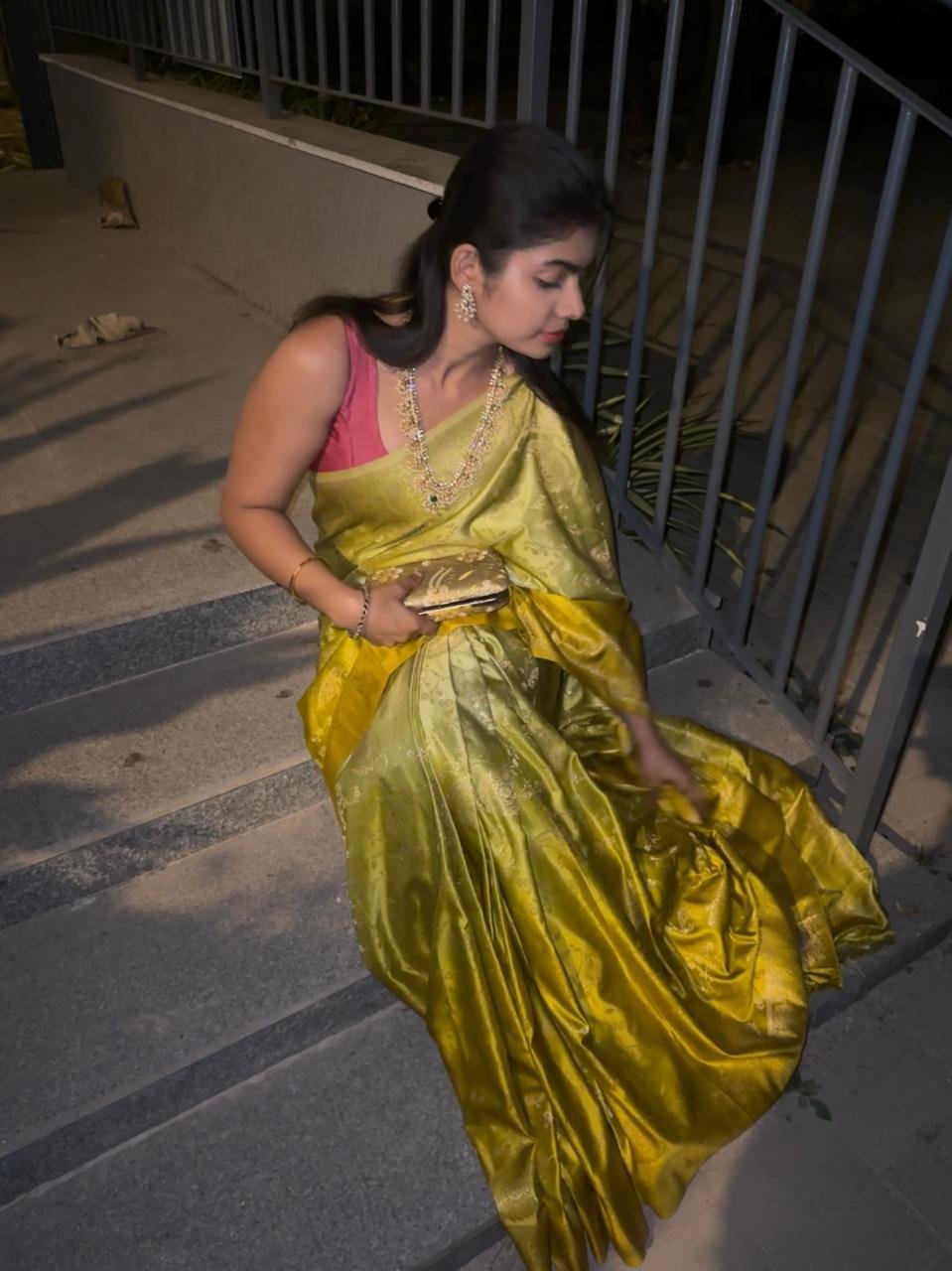 Dual shade Satin Banaras Saree