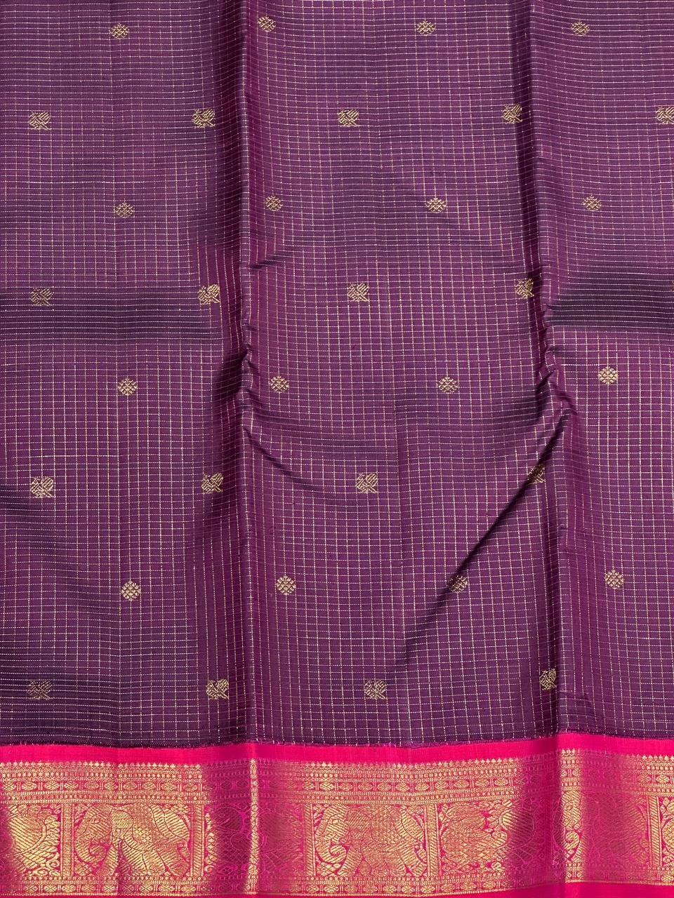 2G Zari Purple Kanjivaram Handloom Silk Saree