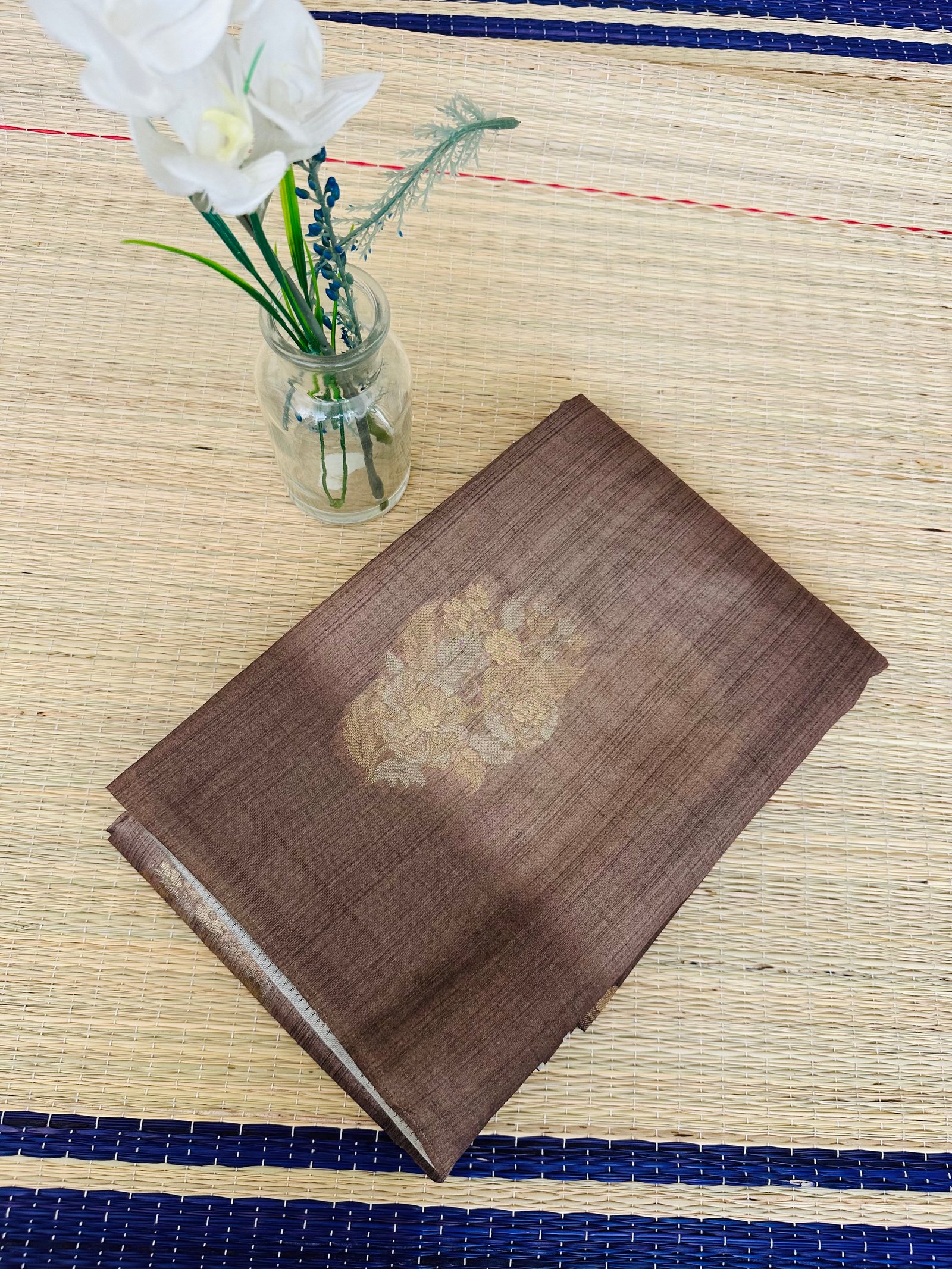 Dual shade earthy brown semi tussar saree