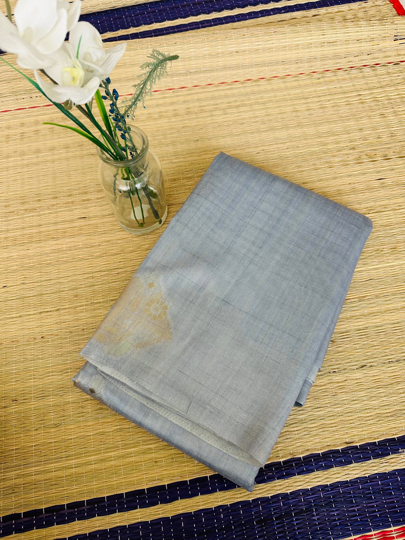 Silver grey semi tussar saree